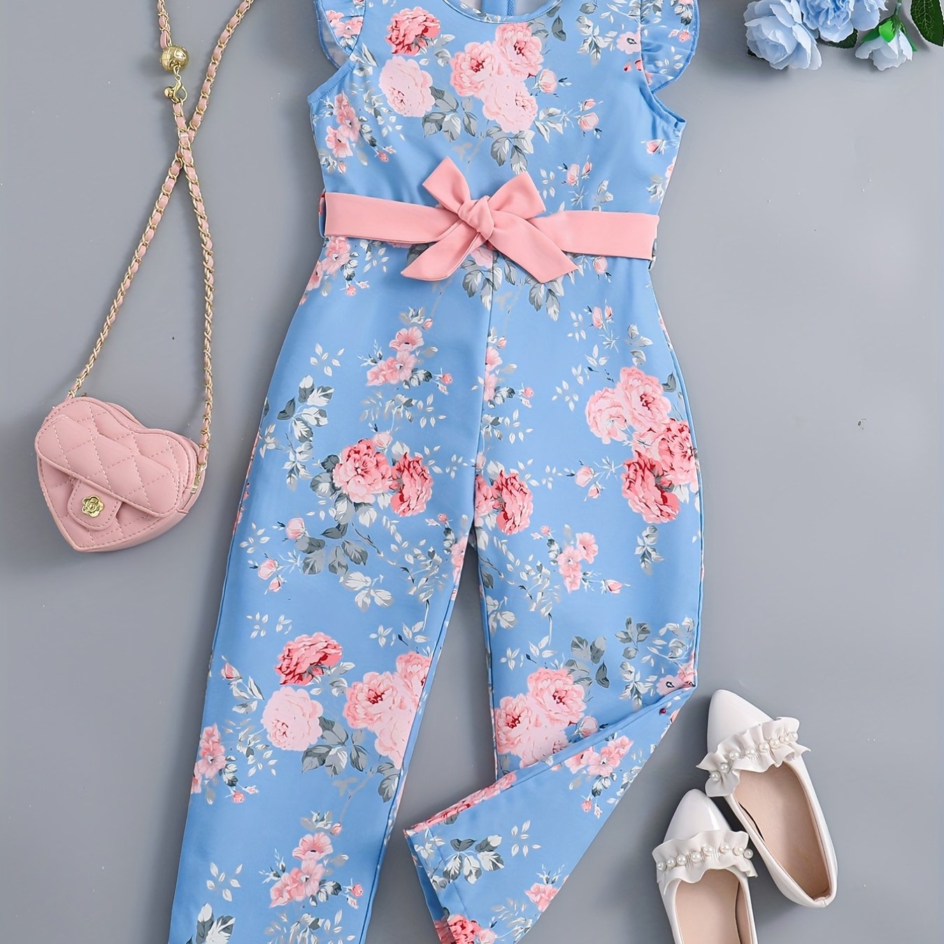 Girls Flutter Sleeve Jumpsuit