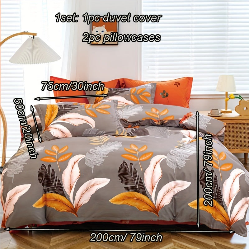 Microfiber Bedding Set - 3 pcs, Floral Print, 100% Microfiber