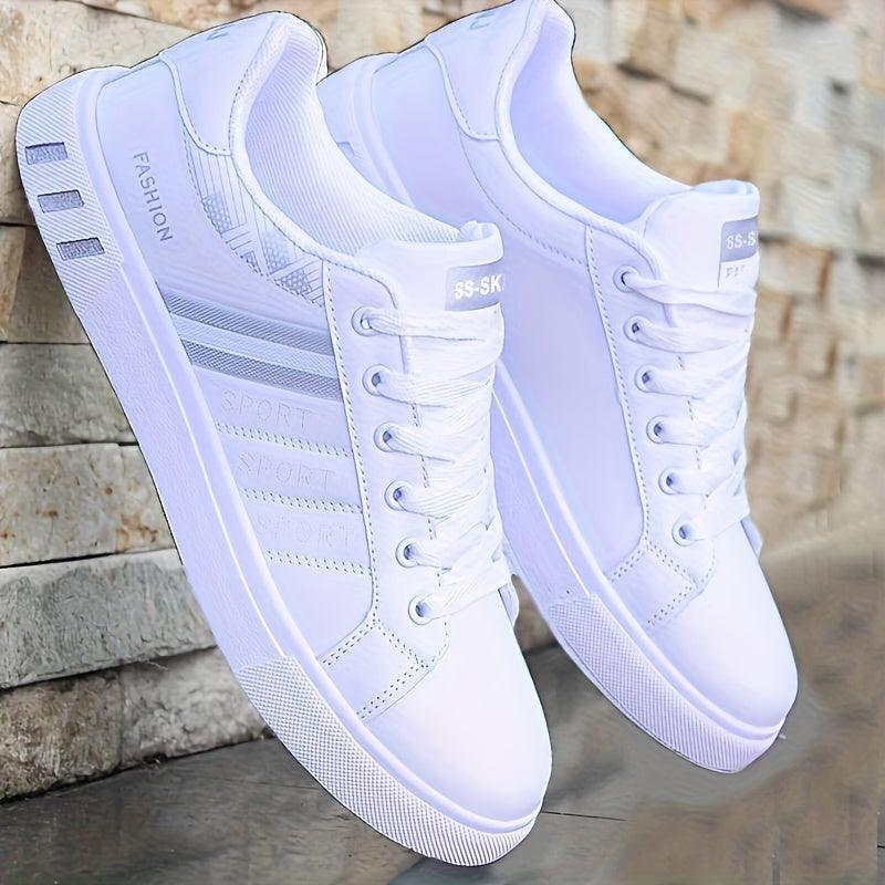 Men Lace-up Sneakers - Striped Design Skate Shoes, Comfortable
