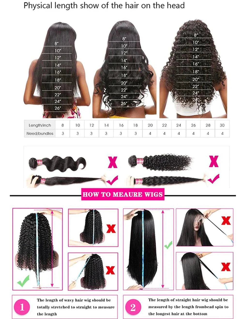 8-32 Inch Bone Straight Human Hair Weave Bundles