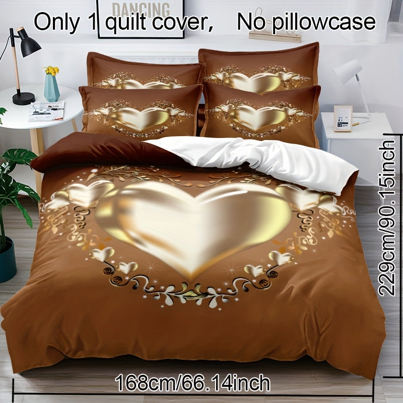 Geometric Gold Heart Quilt Cover 1 pcs