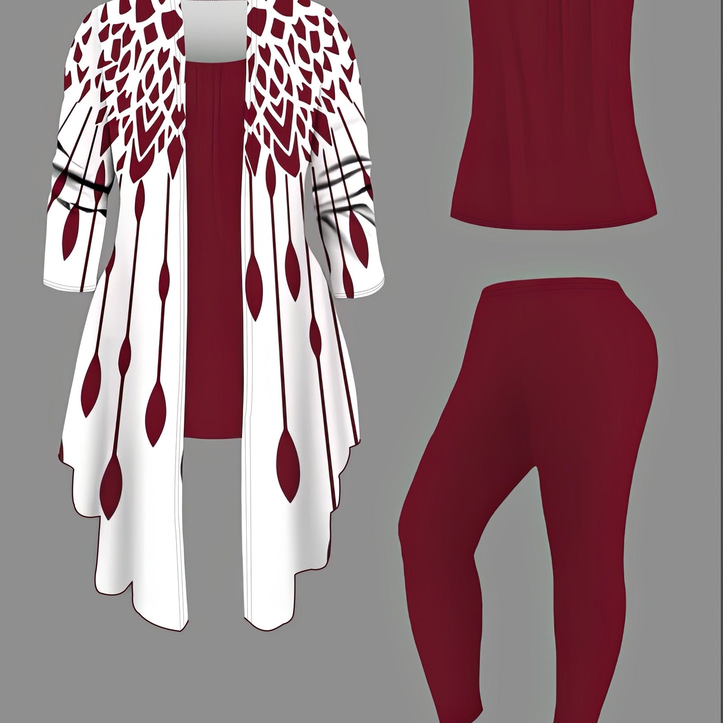 Plus Size Leopard Cardigan, Tank Top & Pants Set - Stretchy & Stylish