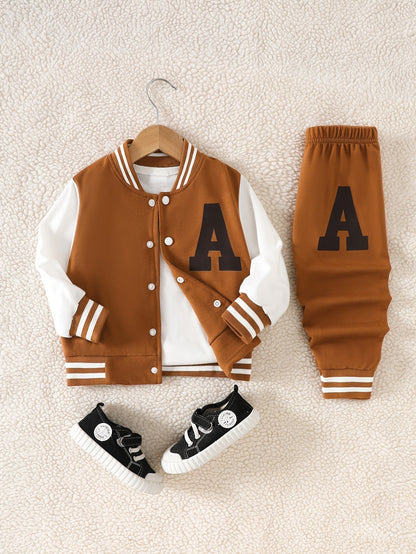 Boys 2 pcs Knit Baseball Suit - Stylish Fall/Winter Wear