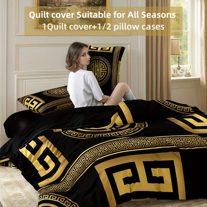 Geometric Golden Duvet Cover Set