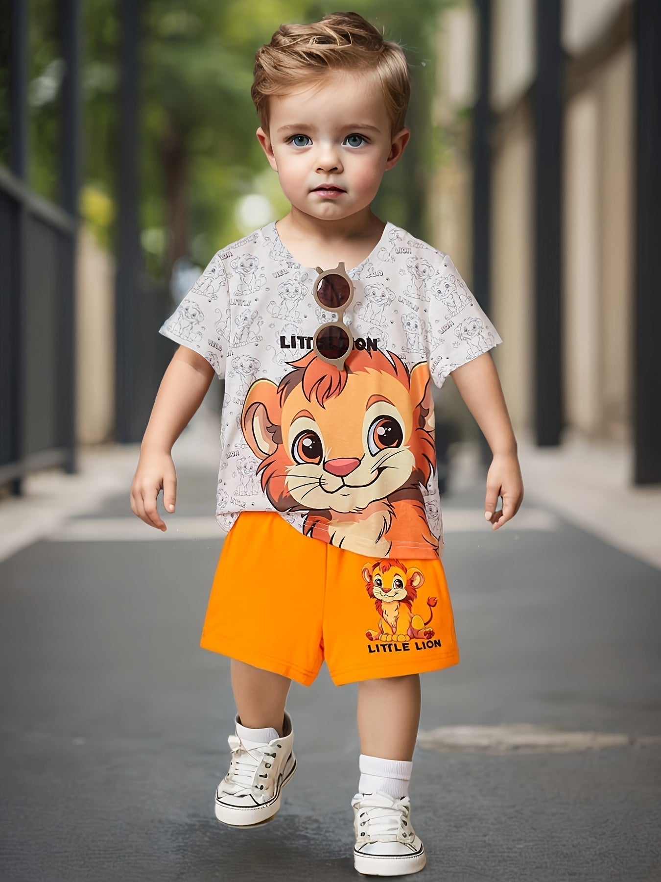 Boys Little Lion Print T-Shirt and Shorts Set