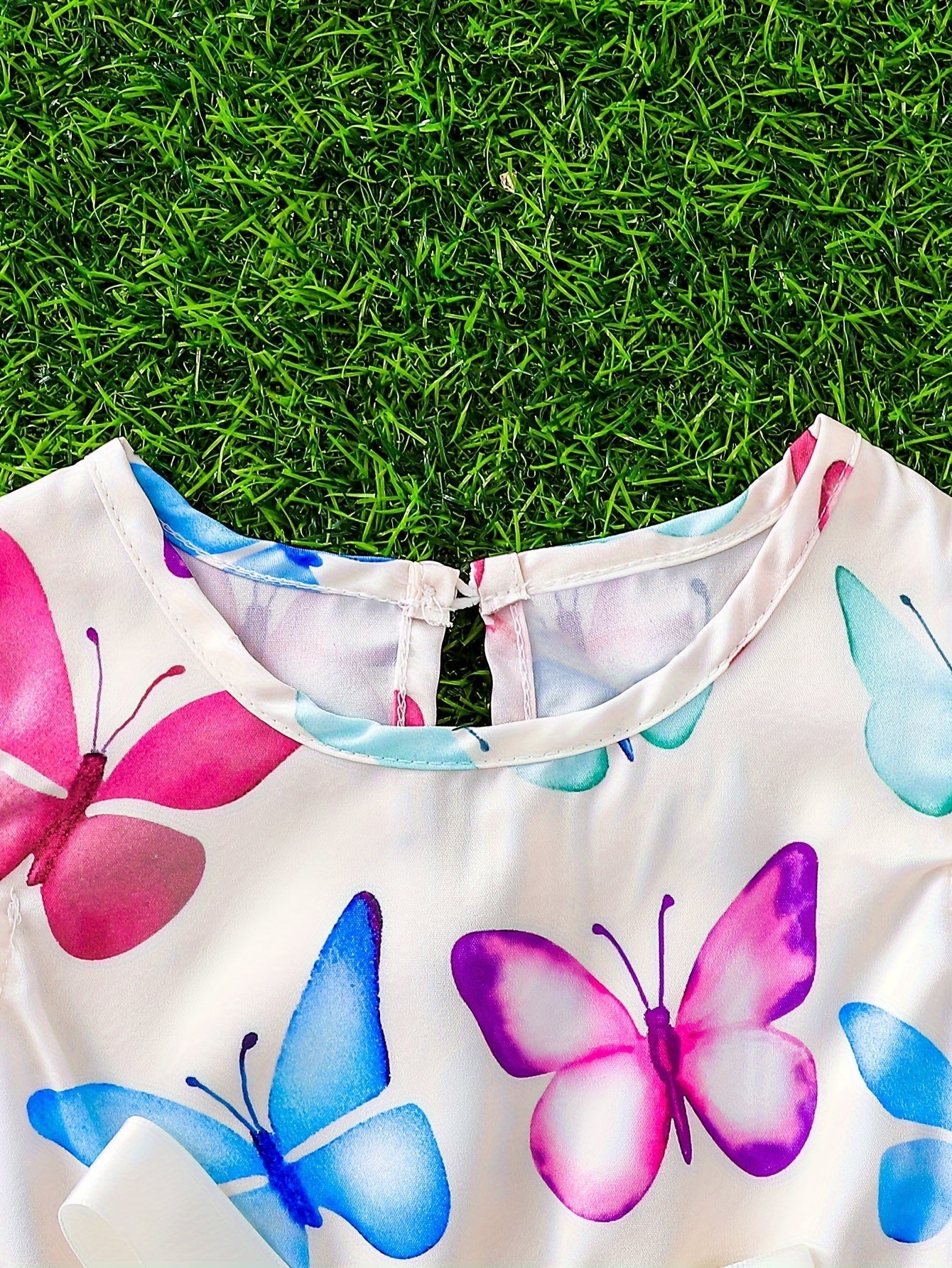 Girls Butterfly Print Dress and Hat Set - Adorable Holiday Outfit