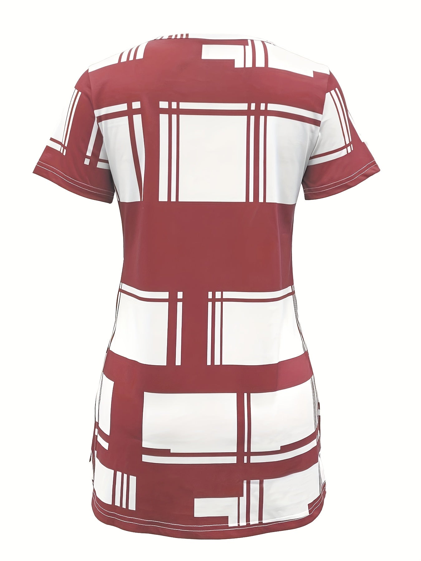 New Summer Elegant Women T-shirt with Black Plaid Print