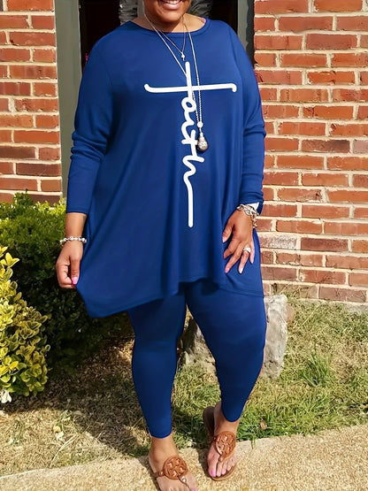 Plus Size Letter Print 