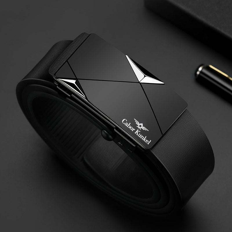 Men Leather Belt - Automatic Buckle High-Quality Cowhide