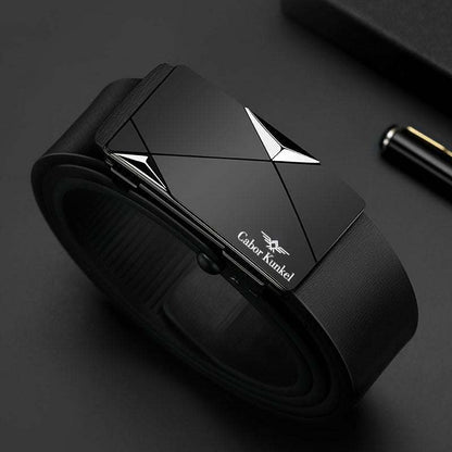 Men Leather Belt - Automatic Buckle High-Quality Cowhide