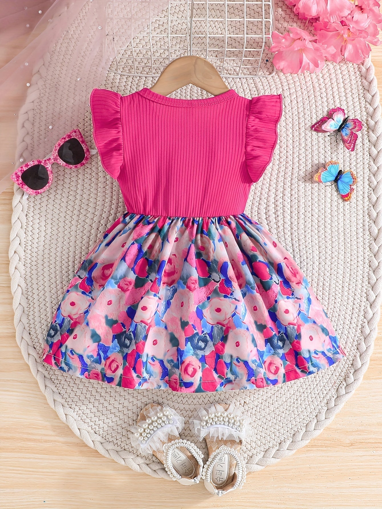 Floral Ruffle Sleeve Dress 