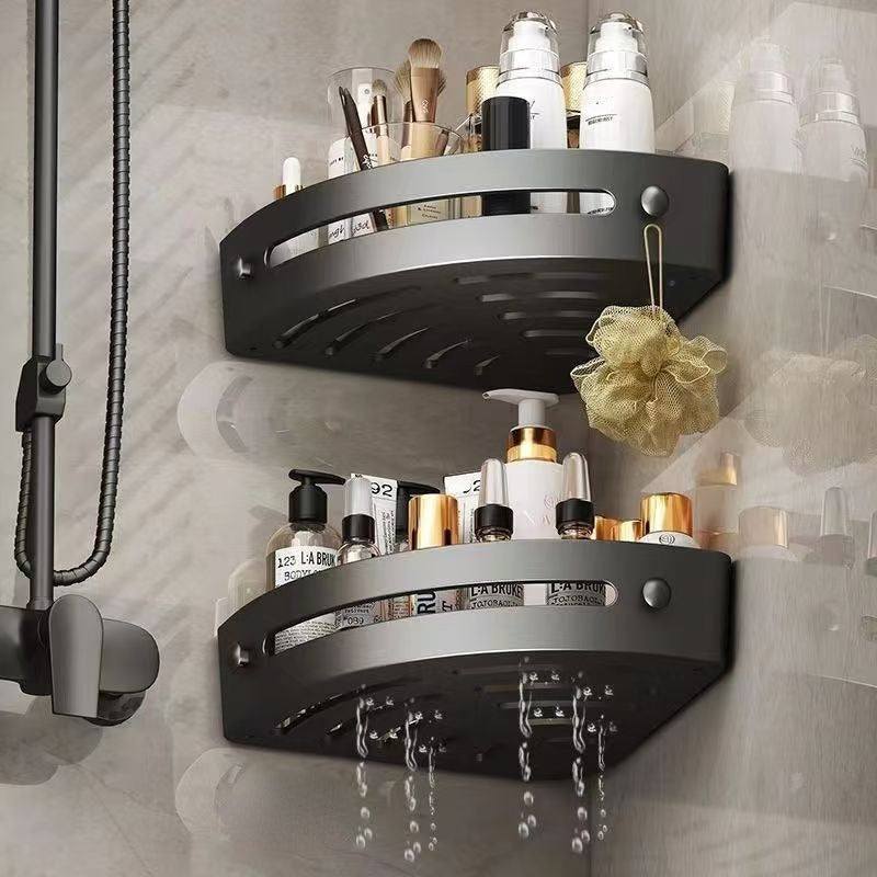 2 pcs Modern No-Drill Corner Shelves - Durable ABS Storage Racks