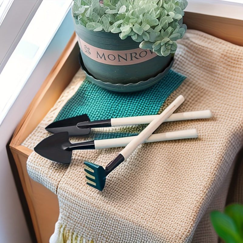 Mini Gardening Tool Set - 6 pcs. Metal & Wooden Hand Tools
