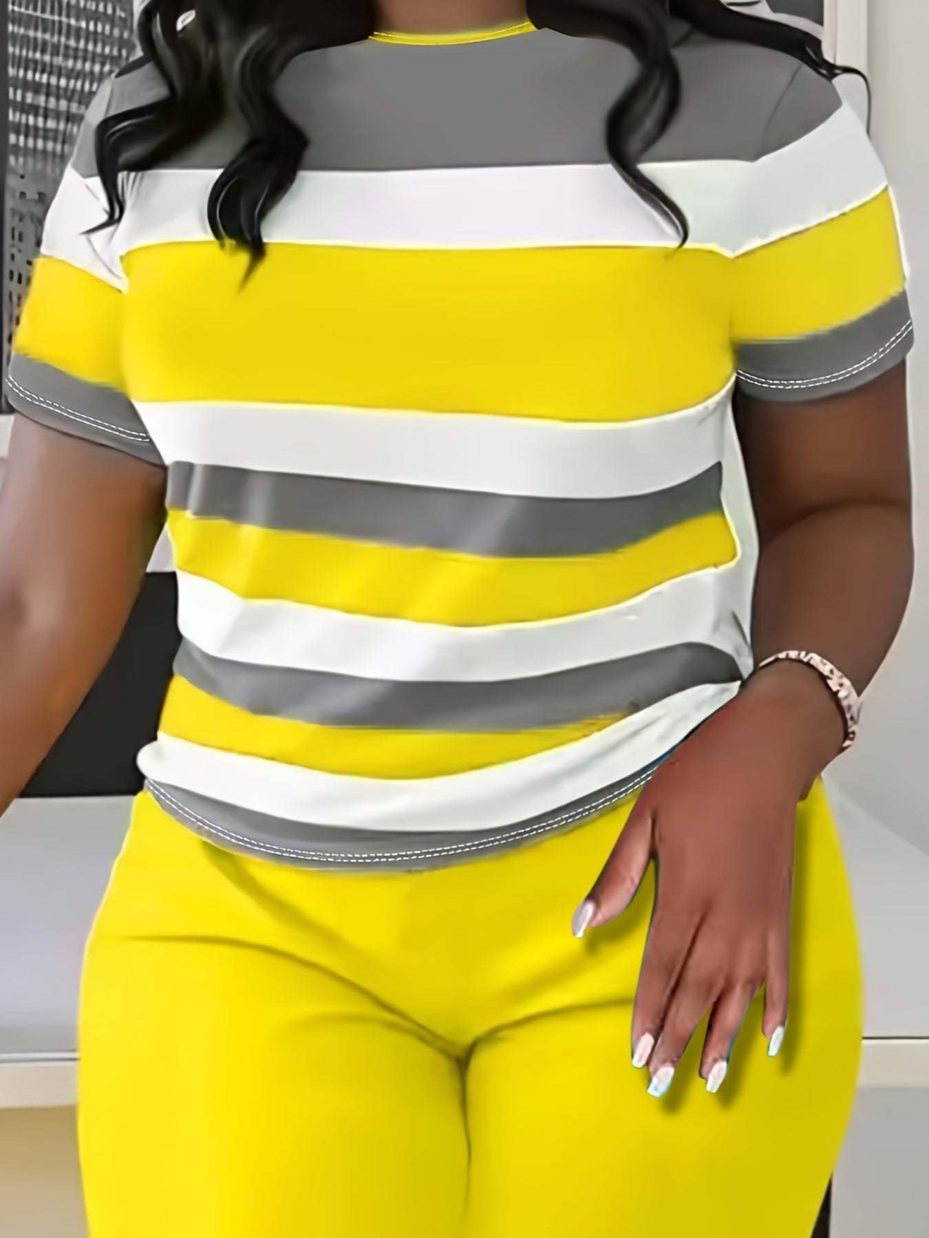 Womens Plus Size Striped T-Shirt 