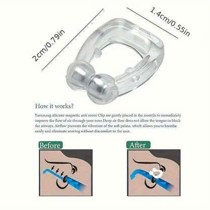 Magnetic Anti-Snoring Device - Silicone Nasal Plug, No Battery