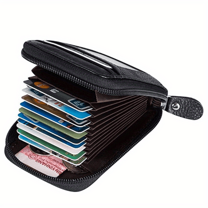 Card Case for Men - Zippered Coin Compartment