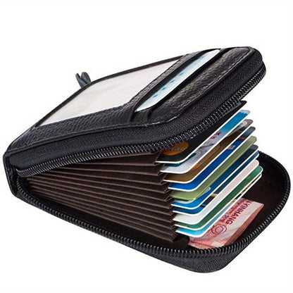 Card Case for Men - Zippered Coin Compartment