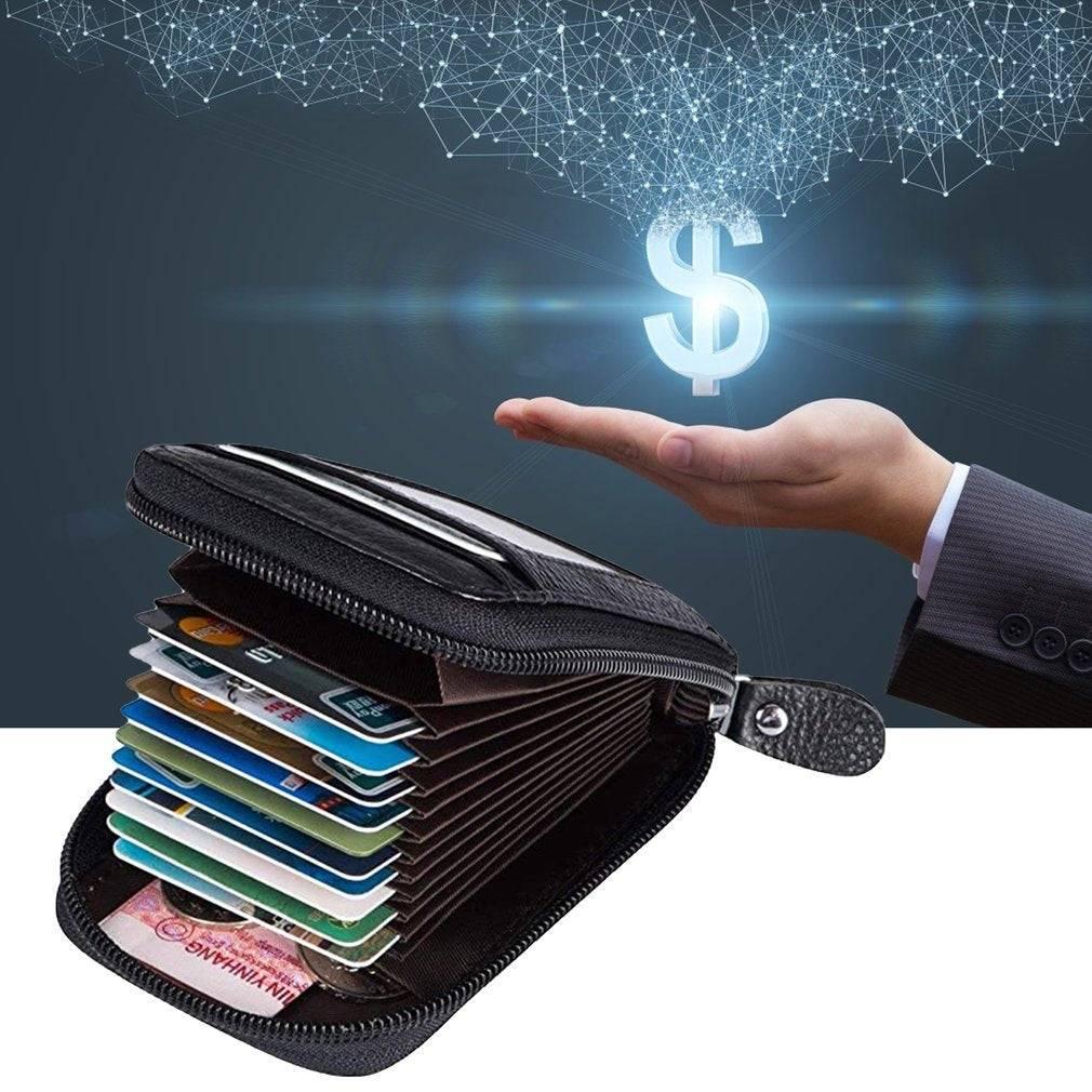 Card Case for Men - Zippered Coin Compartment