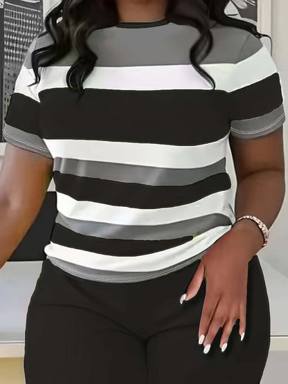 Womens Plus Size Striped T-Shirt 