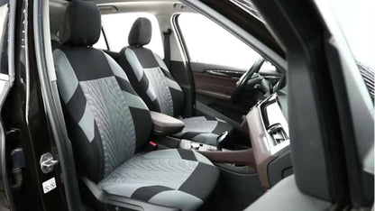 Luxury Linen 5-Seat Car Seat Covers, New Style, Premium, All-Season, Full Coverage, Integrated, Breathable, Auto Seat Protectors, Cushion Covers, Vehicle Interior Accessories, Polyester Fiber, Non-Textile Weaving, Fits Most M