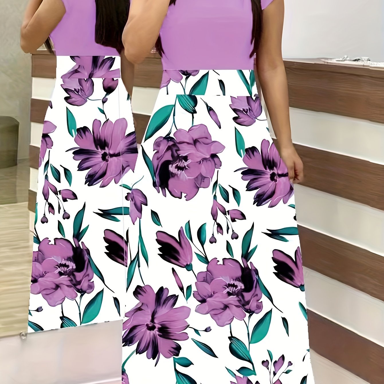 Floral Print Crew Neck Dress