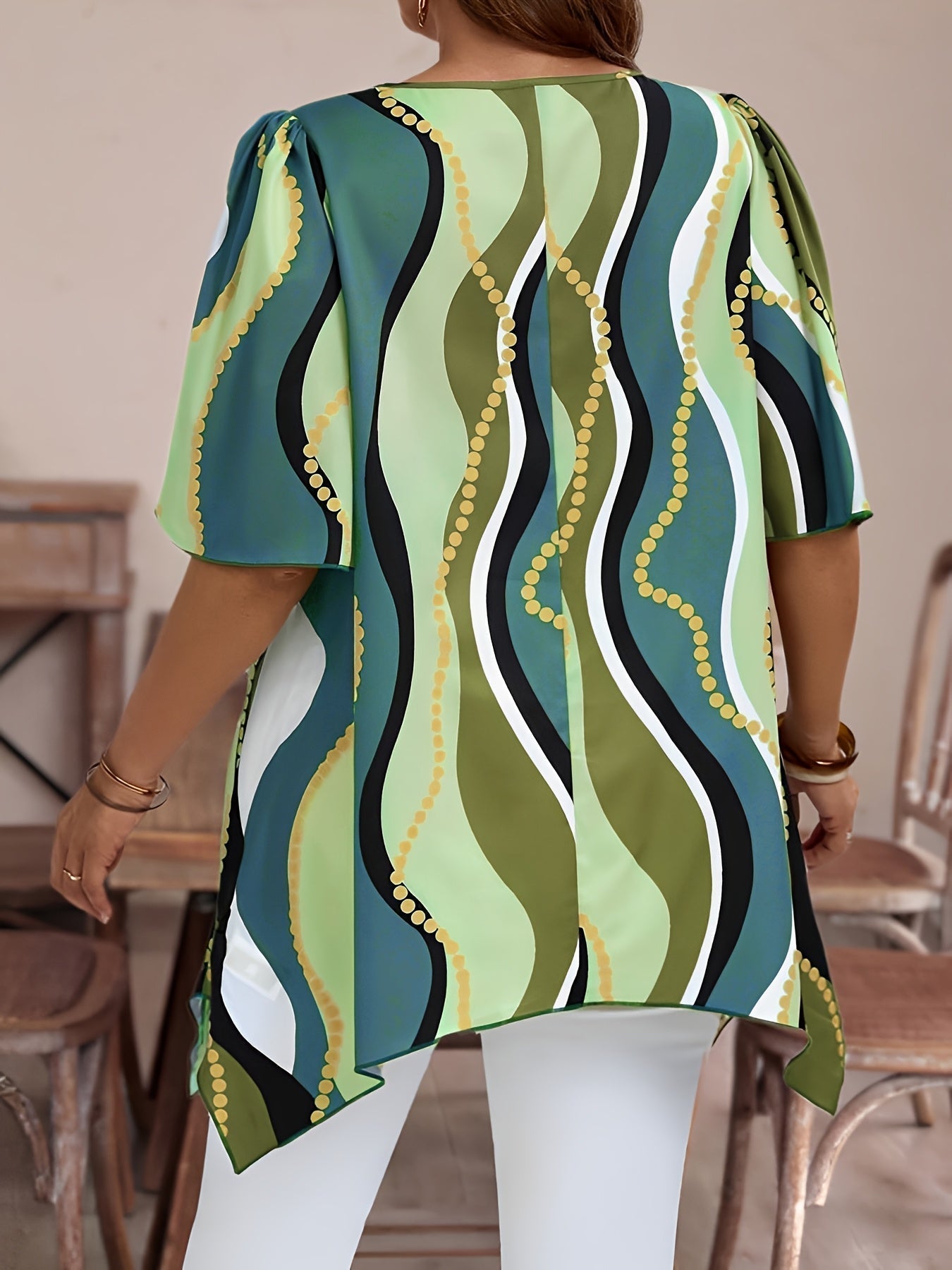 Women Black and White Abstract Print Top - Casualwear