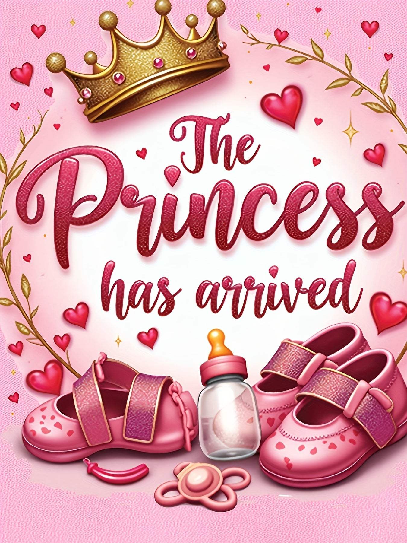 Pink Baby Bodysuit - Soft Polyester Crown & Heart Print Ideal