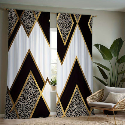 Black and Gold Geometric Curtains