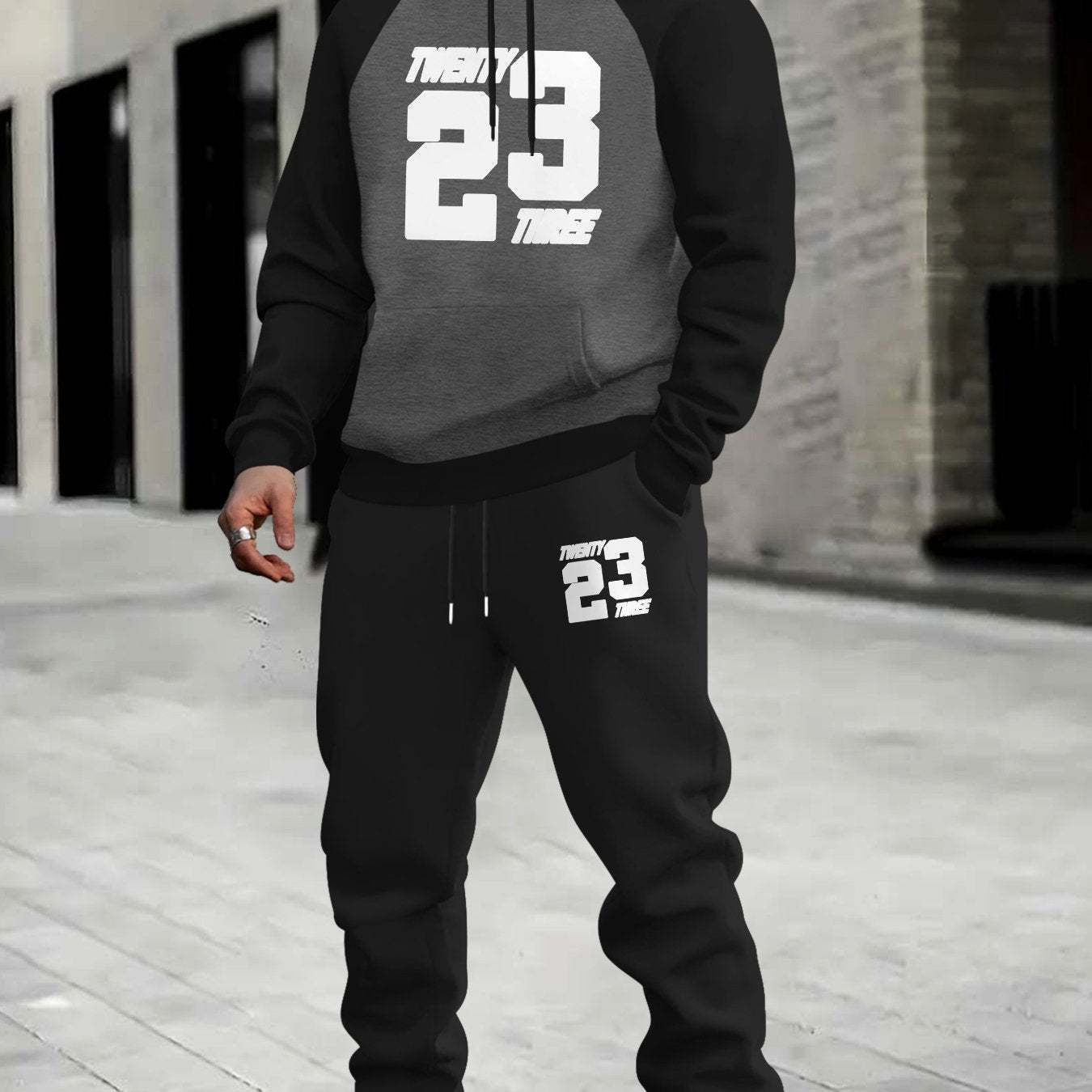 Men Sporty Hoodie and Sweatpants Set