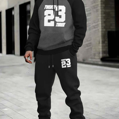 Men Sporty Hoodie and Sweatpants Set