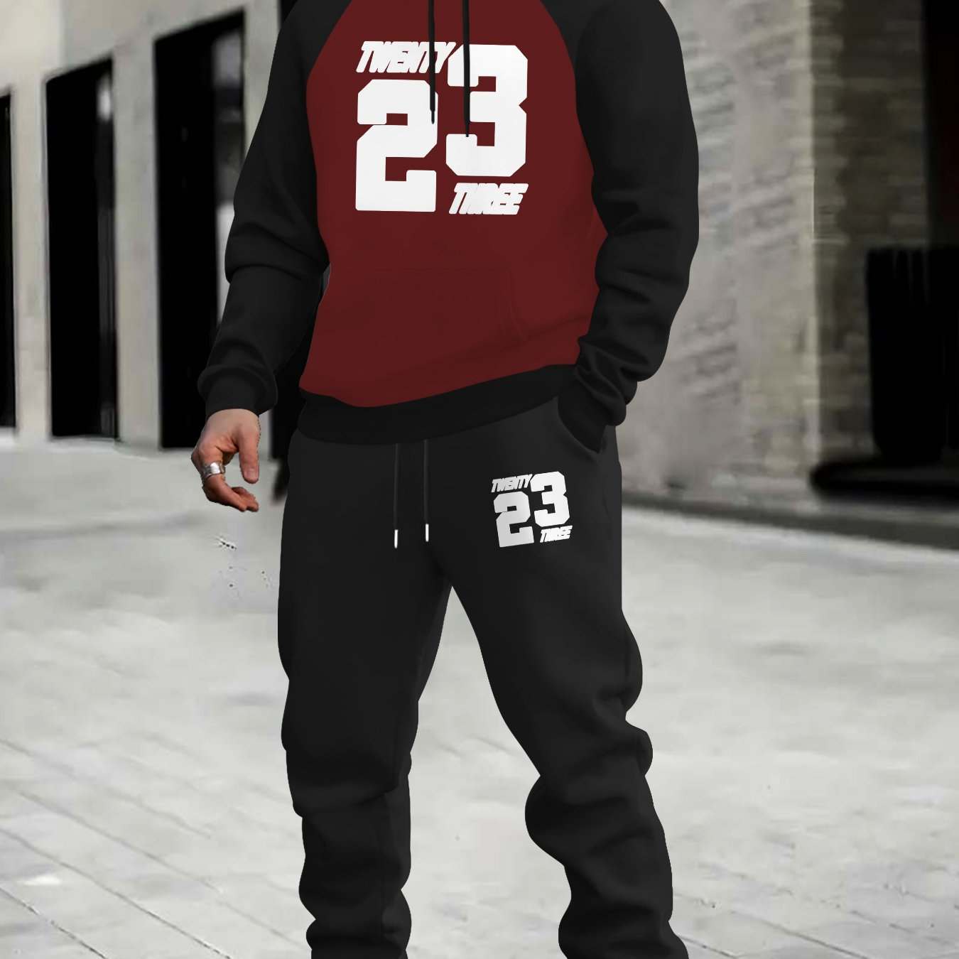 Men Sporty Hoodie and Sweatpants Set