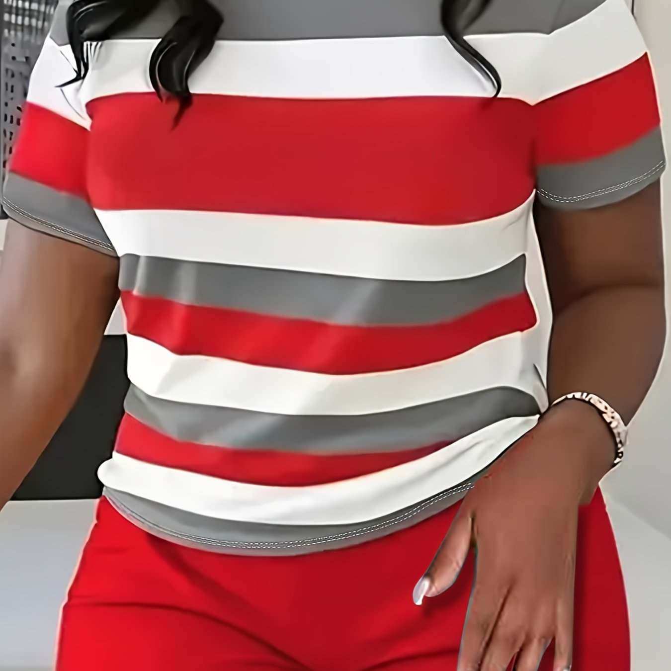 Womens Plus Size Striped T-Shirt 