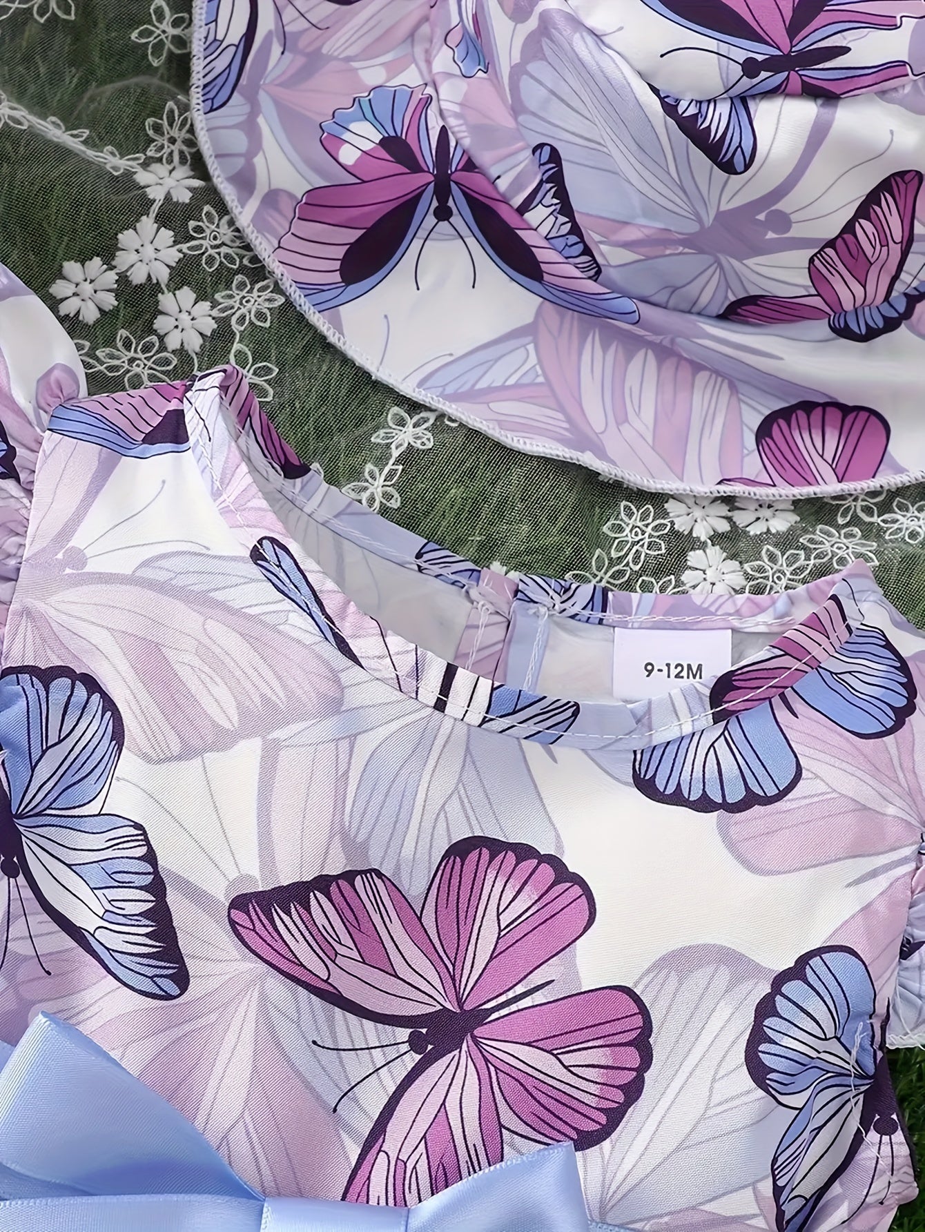 Girls Butterfly Print Dress and Hat Set - Adorable Holiday Outfit