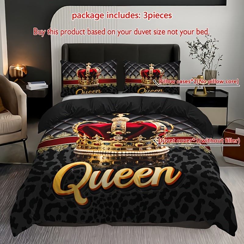 Leopard Print Quilt Cover Set - Stylish Home Decor,  Polyester