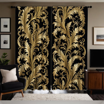 Black and Golden Baroque Style Curtains
