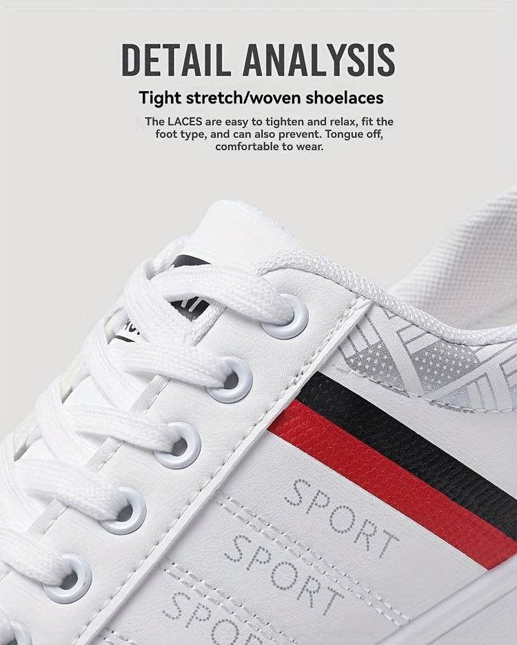 Men Lace-up Sneakers - Striped Design Skate Shoes, Comfortable