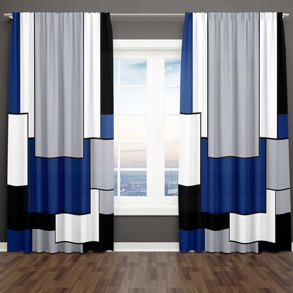 2pcs Modern plaid curtains in red and grey