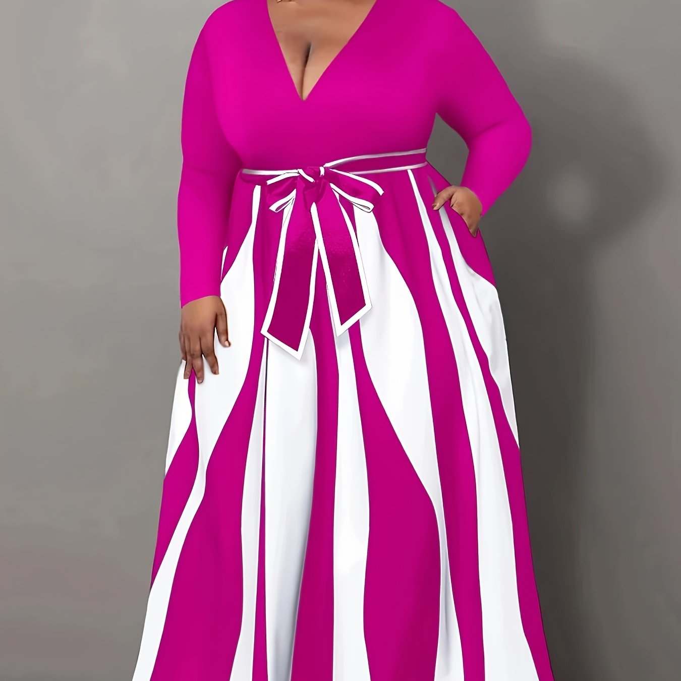Maxi Dress - Elegant Plus Size, High Stretch Fashion