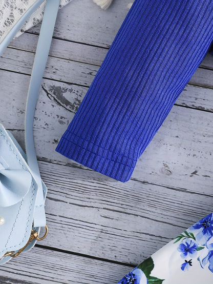 Girl Flower Print Vest Dress and Solid Jacket