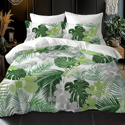 Dragon Blood Vine Green Bamboo Pattern - 1*Duvet Cover + 1/2 Pillowcases, Polyester