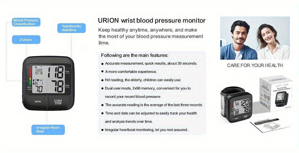 Wrist Blood Pressure Monitor - 1pc Portable, Automatic Digital Device