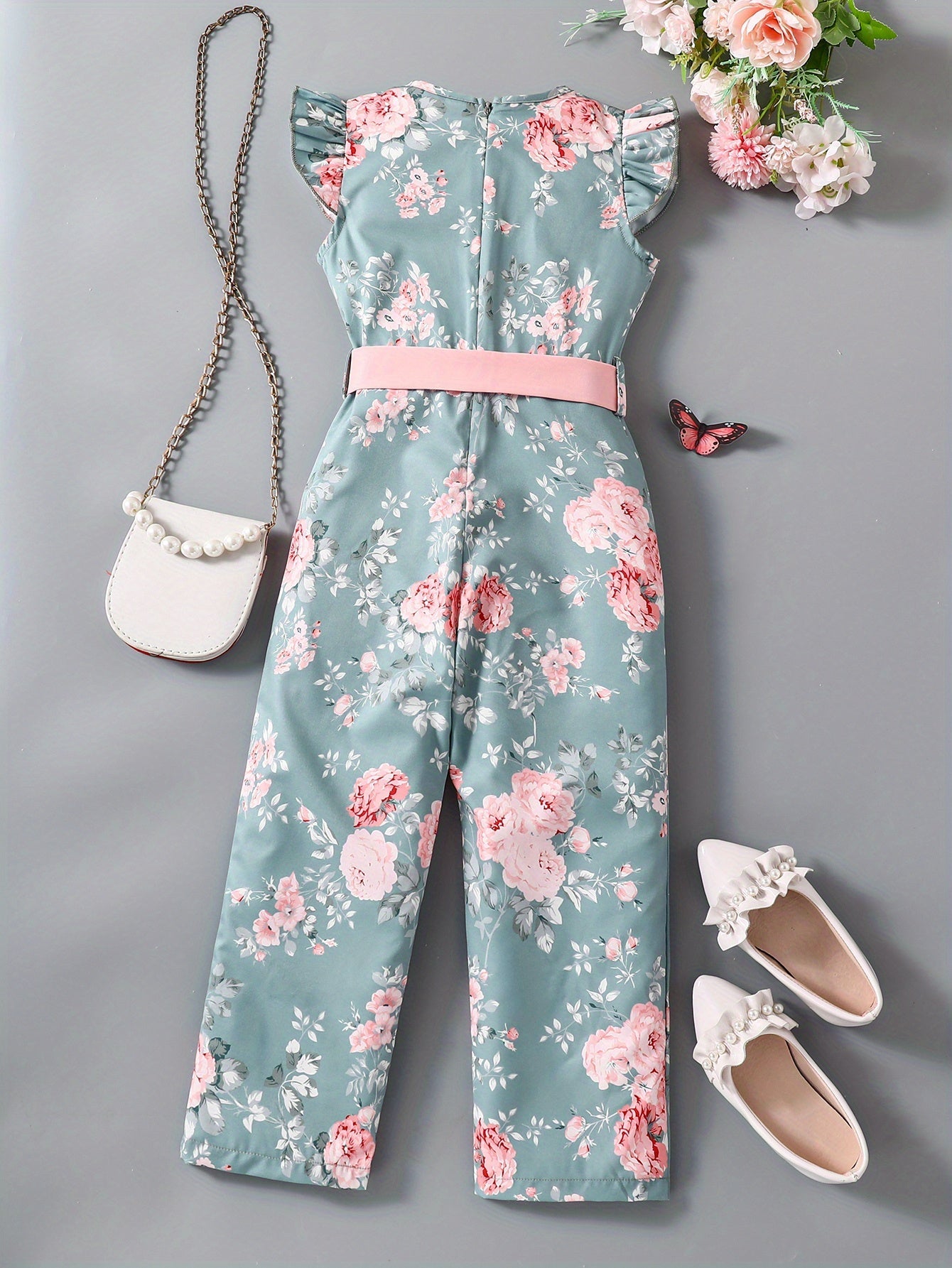 Girls Flutter Sleeve Jumpsuit