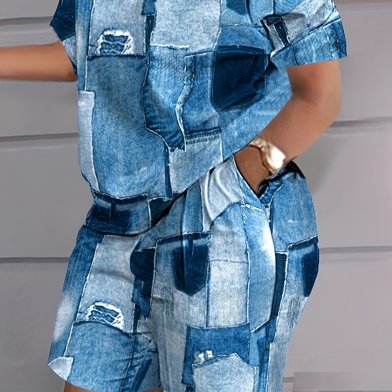 Patchwork Print Two-piece Set