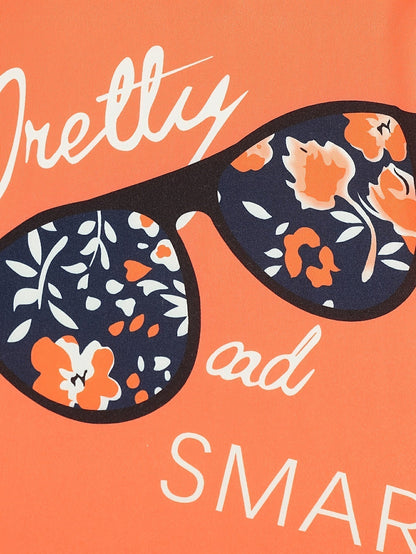 2 pcs Girls Party Outfit - Graphic Tee & Floral Leggings