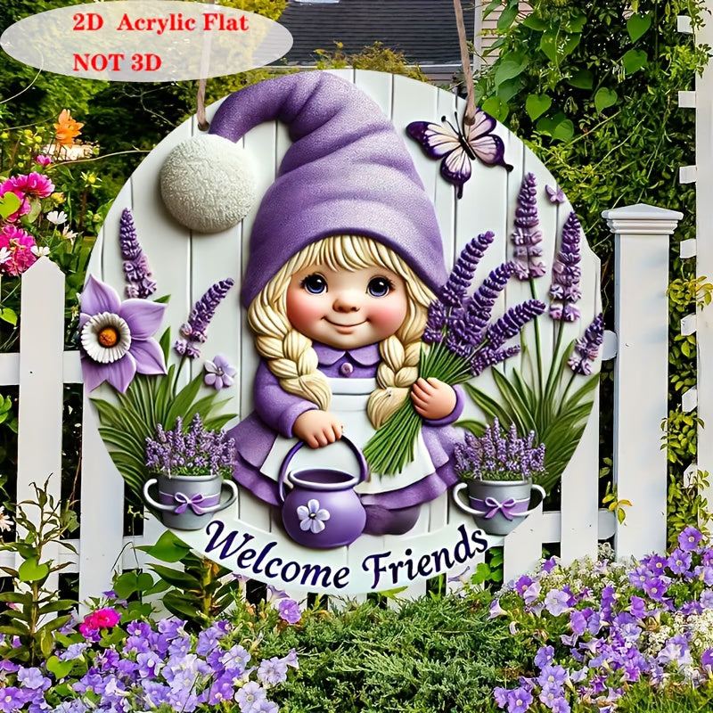 Farmhouse Wooden Welcome-Friends Sign, Lily & Butterfly Decor