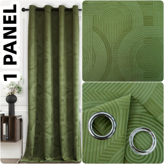 Velvet Geometric Arch Curtain - Modern Room Decor, Grommet Top