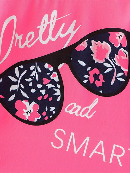 2 pcs Girls Party Outfit - Graphic Tee & Floral Leggings