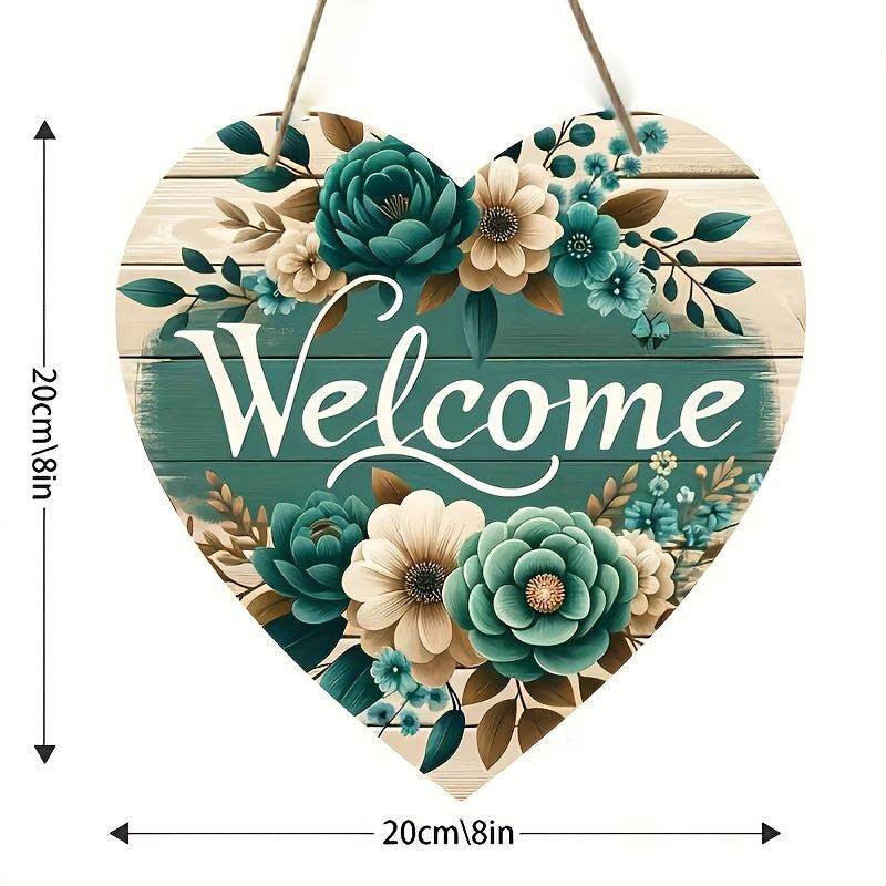 Charming Green Floral Welcome Sign - Perfect for Home & Garden