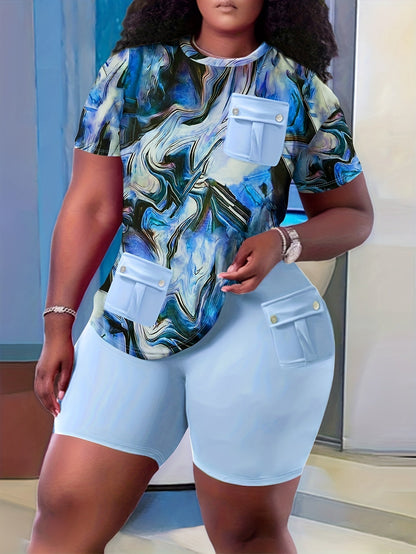 Fade Print Pocket Stitching Suit