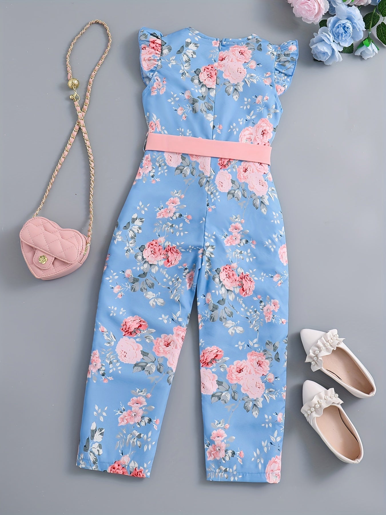 Girls Flutter Sleeve Jumpsuit